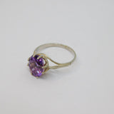 Sterling Silver Faceted Amethyst Solitaire Dress Ring Vintage c1970 Size K 1/2