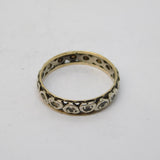 Art Deco 9ct Gold & Sterling Silver Paste Set Eternity Ring Antique c1930s