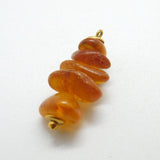 Sterling Silver Triple Amber Charm Pendant Vintage c1970