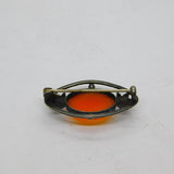 Sterling Silver Cabochon Carnelian Art Deco Floral Pin Brooch Antique c1920