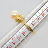 Sterling Silver Gilt Pearl & CZ Dress Band Ring Contemporary c2000 Size O 1/2