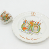 English China King Edward VII Coronation Collection Plate & Tea Cup 1902 Antique