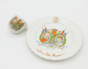 English China King Edward VII Coronation Collection Plate & Tea Cup 1902 Antique