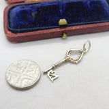 Sterling Silver 21st Birthday Key Charm Pendant Vintage c1970