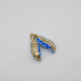 Sterling Silver Blue Windmill Pattern Pair Of Clogs Charm Pendant Vintage c1970s