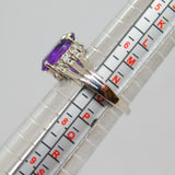 Sterling Silver Amethyst & White Sapphire Dress Ring Vintage c1970 Size N 1/2