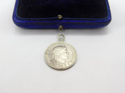 Sterling Silver Swiss 20 Cents Coin Charm Pendant Antique 1936 Art Deco