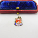 Sterling Silver and Enamel Taunton Travel Shield Charm Pendant Vintage c1970