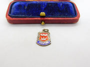Sterling Silver and Enamel Taunton Travel Shield Charm Pendant Vintage c1970