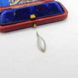 Sterling Silver Sky Blue Glass Drop Charm Pendant Vintage c1970