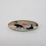 Aksel Holmsen Norwegian Small Sterling Silver Polar Scene Brooch Vintage