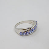Sterling Silver 9 Tanzanite Cross Over Modernist Ring Vintage c1990 Size R 1/2