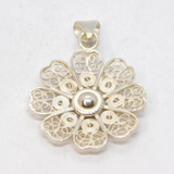 Sterling Silver Filigree Flower Charm Pendant Vintage c1970