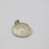 Sterling Silver Round St Christopher Travel Charm Pendant Vintage c1970