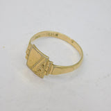 22ct Gold On Sterling Silver Patterned Signet Ring Vintage c1970 Size Q