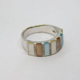 Sterling Silver Dyed Shell Chunky Dress Band Ring Contemporary c2000 Size S 1/2