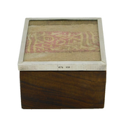 Peruvian .950 Silver Mounted Wooden Box with Chancay Textile Top Vintage