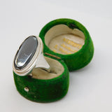 Sterling Silver Chunky Faceted Haematite Cocktail Ring Vintage c1970 Size P 1/2