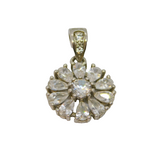 Sterling Silver White Topaz Flower Charm Pendant Contemporary c1990s