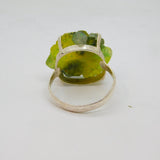 Sterling Silver Raw Yellow/Green Agate Studio Band Ring Vintage c1990 Size N