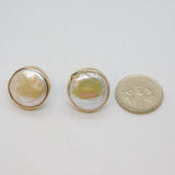 Pair of Sterling Silver Natural Shell Round Studio Stud Earrings Vintage c1990