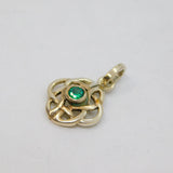 Sterling Silver Kit Heath Green Crystal Set Celtic Knot Pendant Vintage c1990s