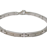 Sterling Silver Brushed Diamond Set Panel Form Contemporary Bracelet c2000