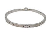 Sterling Silver Brushed Diamond Set Panel Form Contemporary Bracelet c2000
