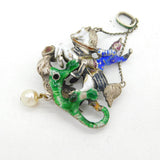 Austro-Hungarian Sterling Silver Enamel George Slaying the Dragon Pendant c1880s