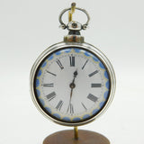 Early-Victorian Sterling Silver Open-Face Pocket Watch Antique 1840 Birmingham