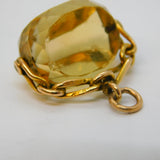 Edwardian 9ct Yellow Gold Mounted Citrine Spinner Fob Pendant Antique