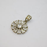Sterling Silver White Topaz Flower Charm Pendant Contemporary c1990s