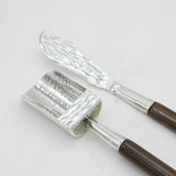 Arts & Crafts Style Sterling Silver & Wooden Sugar & Butter Cutlery Vintage