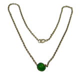 Sterling Silver Green Sea Glass Bead Pendant Belcher Link Necklace Vintage c1990