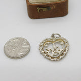 Sterling Silver I Love You Heart Charm Pendant Vintage c1970