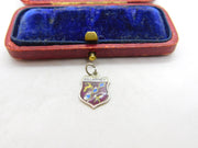Sterling Silver and Enamel Killarney Travel Shield Charm Pendant Vintage c1970
