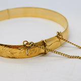 20th Century Rolled Gold Floral Pattern Bangle Bracelet Vintage c1960s