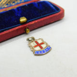 Sterling Silver & Enamel London Shield Charm Pendant Vintage c1970