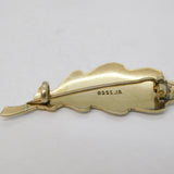 Scandinavian Sterling Silver & White Enamel Oak Leaf Brooch Vintage c1950s
