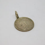 Victorian Sterling Silver Sixpence Coin Charm Pendant Antique 1887