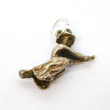 Sterling Silver Witch On Broomstick Charm Pendant Vintage c1970