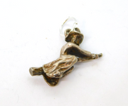 Sterling Silver Witch On Broomstick Charm Pendant Vintage c1970
