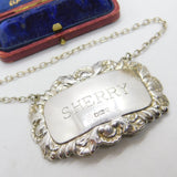 Sterling Silver Shell Pattern Edge Sherry Decanter Label 1994 Sheffield Vintage
