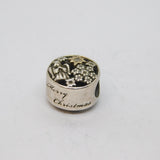 Sterling Silver "Merry Christmas" CZ Set Charm Bead Vintage c2000