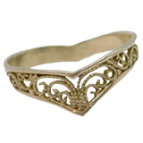 Sterling Silver Filigree Wishbone Dress Ring Vintage c1970 Size S
