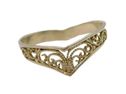 Sterling Silver Filigree Wishbone Dress Ring Vintage c1970 Size S