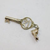 Sterling Silver "21" Key & Scruffy Boot Charm Pendant Vintage c1970