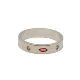 Sterling Silver Pink Sapphire & White Topaz Set Band Ring Modern c2000 Size X