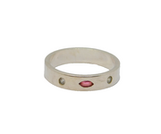 Sterling Silver Pink Sapphire & White Topaz Set Band Ring Modern c2000 Size X