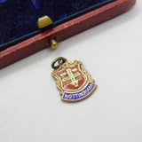 Sterling Silver and Enamel Nottingham Travel Shield Charm Pendant Vintage c1970